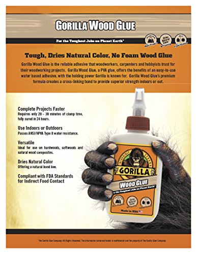 Image of Gorilla Wood Glue; 8 Ounce Bottle; Natural Wood Color; (Pack of 8)
