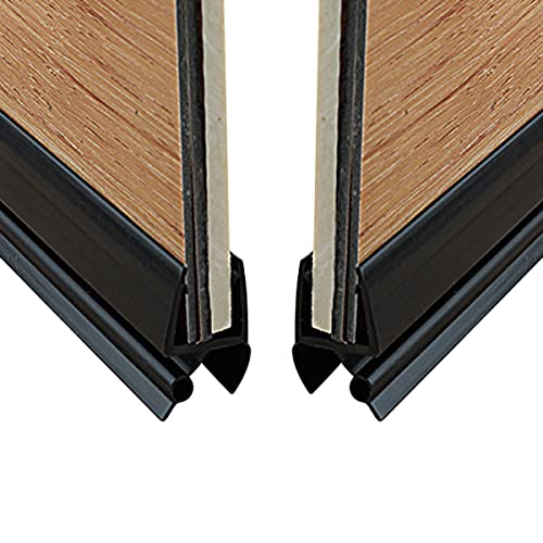 Queenbox 2-Pack 19.6In Frameless Shower Door Seal For 1/4" Glass Door Sweep Bottom Seal Strip With Drip Rail Stop Shower Leak, Black #TOP2