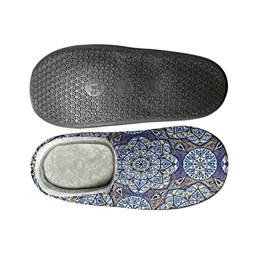 Pantoufles d'hiver fleurs mandala ethniques doublées en flanelle douce