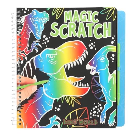 Depesche 12732 Dino World - Magic Scratch Book mit coolen Dinosaurier-Motiven zum Kratzen, Büchlein mit buntem Farbverlauf und Kratzstift