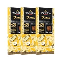 Valrhona Milk Chocolate JIVARA 40% Cacao Tasting Bar - Gourmet French Chocolate, Caramel & Vanilla. The Darkest Milk Chocolate for Baking & Frostings, Sauces, Silky Cakes, Candies. 70g. Pack of 3