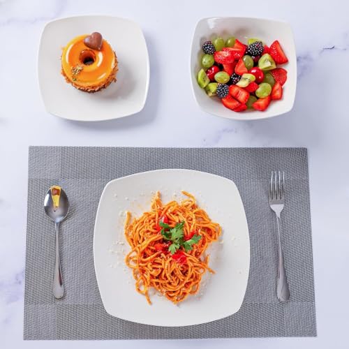 Image of Zulay Kitchen Luna 18-Piece Porcelain Dinnerware Set - Chip and Scratch Resistant Plates and Bowls - Premium Quality Dishes Set for 6, White