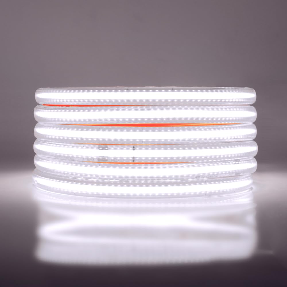 Tira LED COB regulable 220V [25m, Blanco 6000-6500K],IP65 impermeable flexible,288 LEDs/m Mangueras LED FCOB cortable CRI85+,iluminación para dormitorio,cocina,sala de estar y tiendas