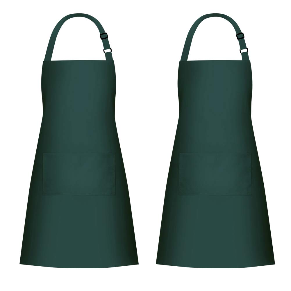 Jubatus Delantales 100% algodón con 2 bolsillos cocina chef cocina delantal ajustable para mujeres hombres