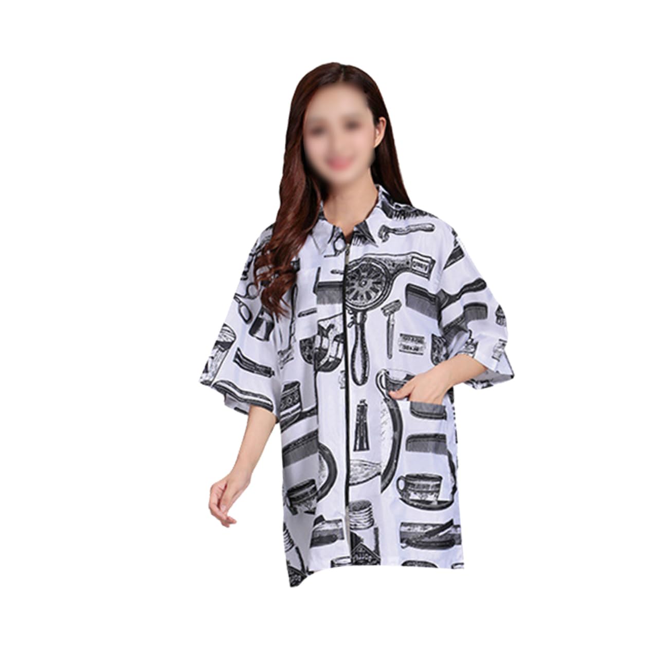 Ropa de Barbero Uniformes de Peluquería Talla Xl Chaquetas de Peluquería Manga Corta Ropa de Trabajo para Uso Salón de Estética y Cuidado Personal