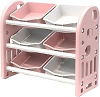 Vista 9 de Wohh - Organizador de almacenamiento de juguetes para niños, organizador de almacenamiento para libros y juguetes con 6 contenedores multiusos