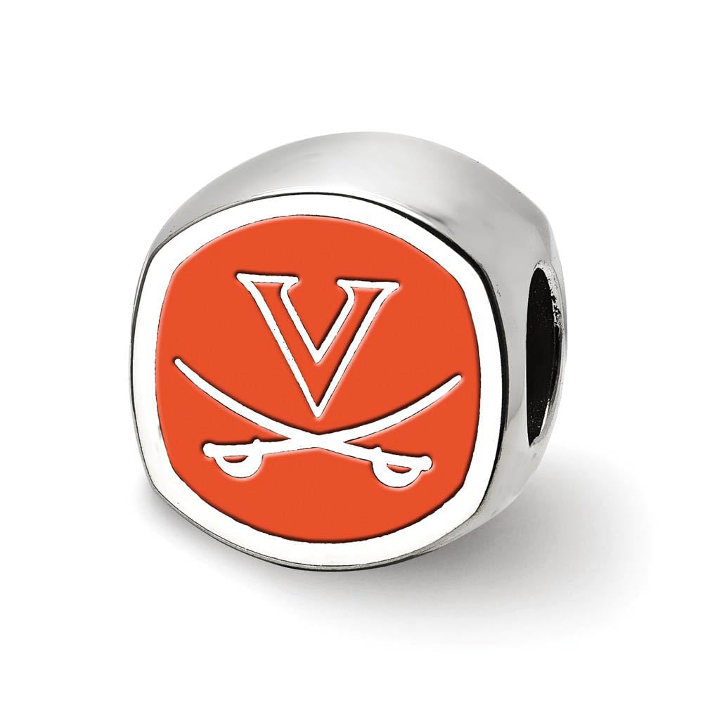 LogoArt Logo Art Sterling Silver Virginia Cavaliers V Cushion Shaped Logo Bead