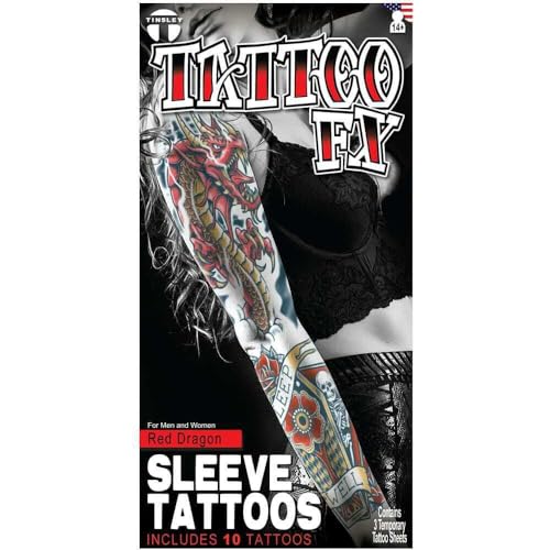 Red Dragon Sleeve Tattoo Set - Ultra Realistic, Easy to