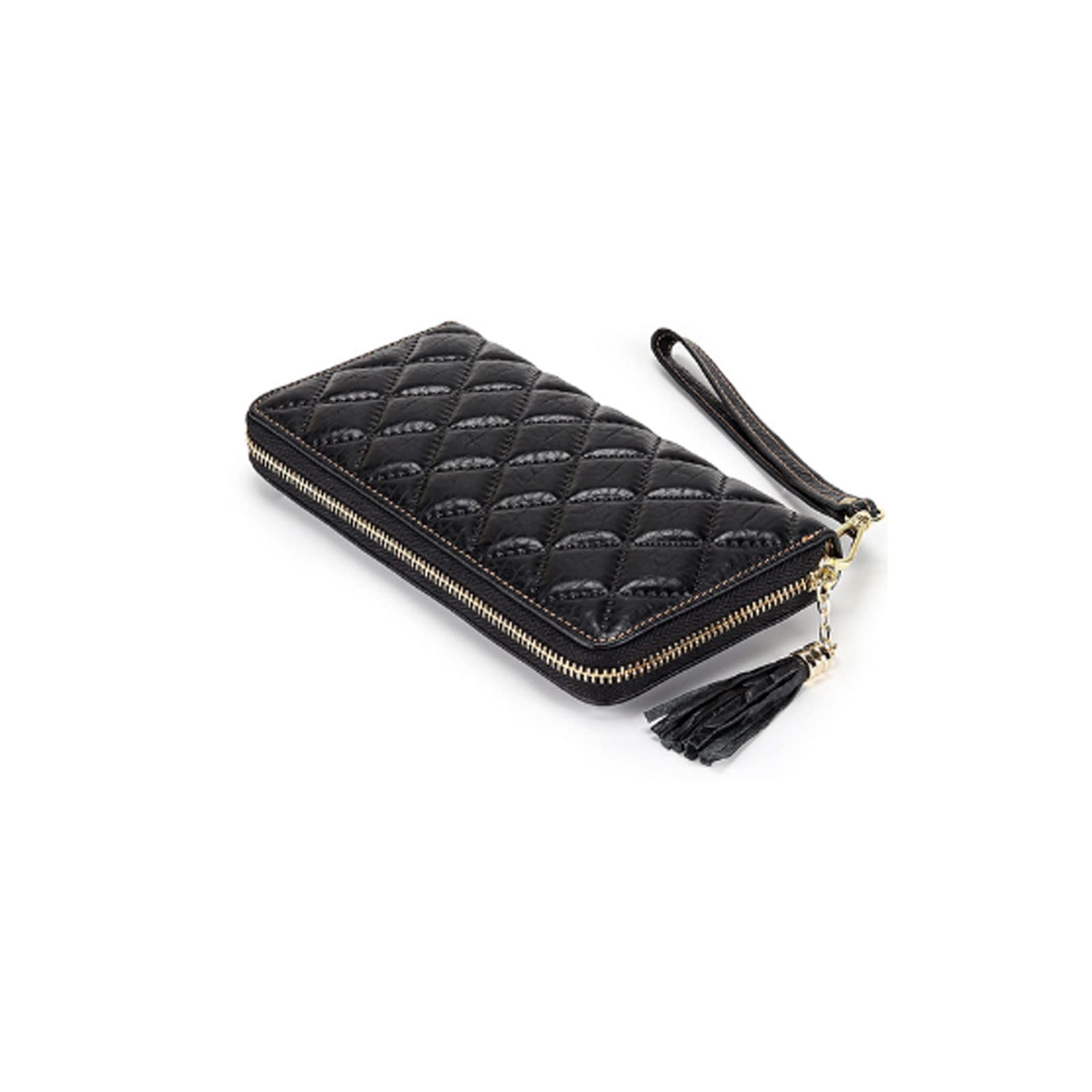 Portefeuille long en cuir véritable pour femme avec motif éléphant élégant