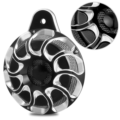 CNC Billet Aluminum Horn Cover for Harley Big Twin, Street Glide,Road King, Electra Tour Glide CVO, 1991-2024 (Drift -style, BLACK)