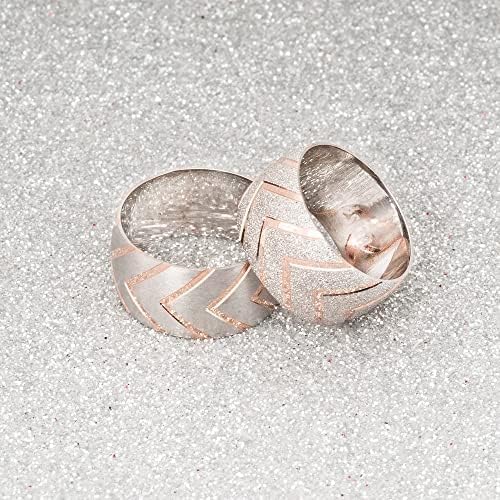 Conjunto de anillos de bodas de oro rosa Conjunto de anillos de bodas a juego para parejas Conjunto de anillos de bodas de plata personalizado