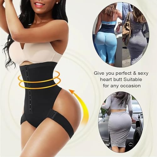 2-in-1 Peach Butt Curvy Tummy Shaper, Butt Lifter Shapewear, Body Shaper Tummy Trainer (Black, L)2