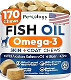 Omega 3 Fish Oil for Dogs - 170 Chews - Omega 3 for Dogs Itchy Skin & Allergy Relief - Skin & Coat...
