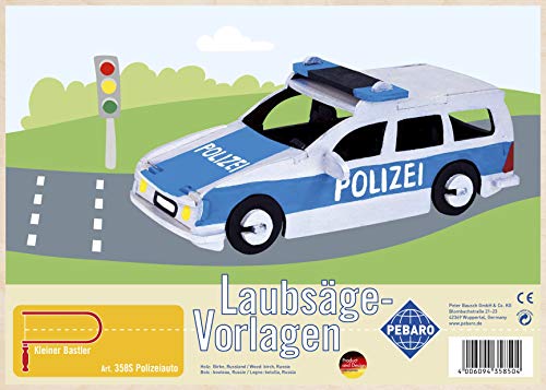 Pebaro 358 S Laubsägevorlage Polizeiauto, 3mm Sperrholz DIN A 4,...