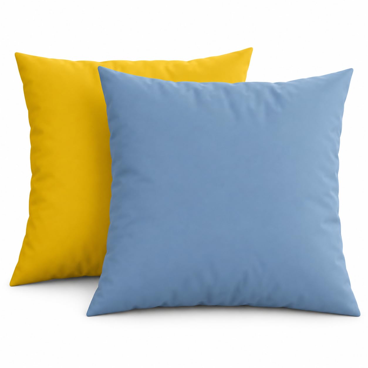 Petti Artigiani Italiani - 1 Paar Kissenbezüge 65 x 65 cm aus Mikrofaser, Dekokissen für Schlafzimmer, Sofa, Set mit 2 Kissenbezügen, doppelseitiger Kissenbezug hellblau gelb