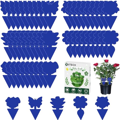 50 Pièges Anti Moucherons Interieur, Attrape Moucheron Plantes, Pièges à Insectes Bleu Collants pour intérieur et extérieur