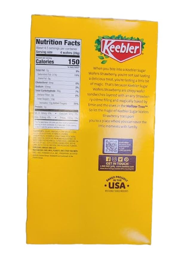 Keebler Sugar Wafers, Strawberry, 4.4 oz - 9 ct Box