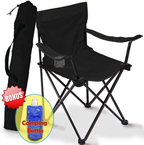Folding Camping Chair, Portable Carry Bag for Storage and Travel, Best Durable Outdoor Quad Beach Chairs, Comfortable Arms, Space Saving, Lightweight Great for Transport