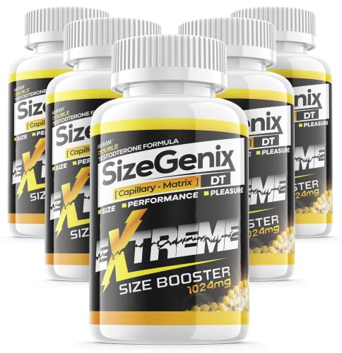 (5 Pack) SizeGenix Pills for Men, New & Improved Extreme Extra Strength 2022 Size Genix Formula, 5 Bottles, 5 Month Supply (300 Capsules)
