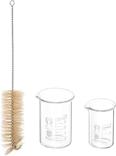 PATIKIL 5ml 10ml Low Form Glass Beaker with Brush, 3.3 Borosilicate Glass Graduated Printed Scale Measuring Cups with Spout for Kitchen Lab Liquids
