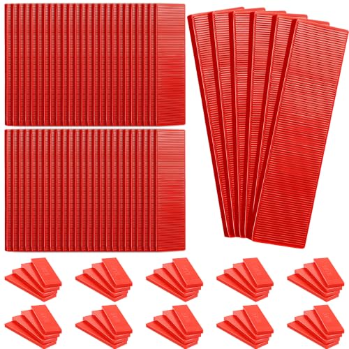 Image of LEIFIDE 300 Pcs Composite Plastic Flat Shims Structural Tile Plastic Shims for Leveling Black Flat Spacers(Red,6mm, 15 /64 inch)