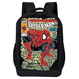 MARVEL COMICS RETRO LOGO BACKPACK - MARVEL BLACK RETRO LOGO 18 INCH AIR MESH PADDED BAG (Spiderman Classic Cover)