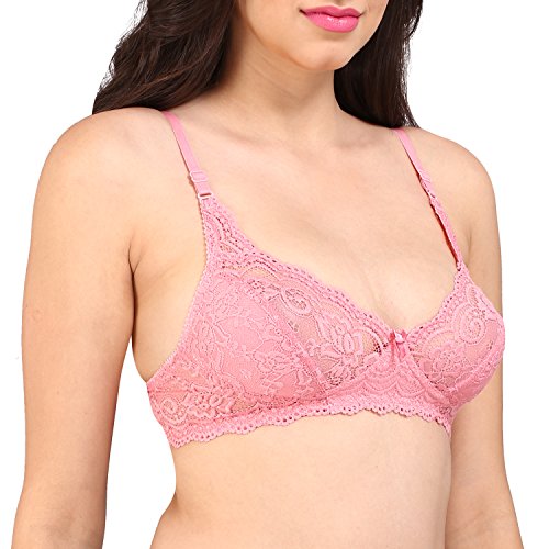 Image of Bralux C Cup Bra for Women Plus Size Lace Bra Non-Padded Wirefree Full Coverage Bridal Bra