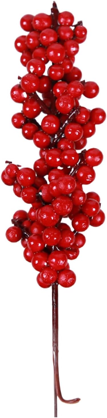 Red Berry Picks, Versatile Craft Accent, Realistic Branches, Bright Red Berry Branches with Colour Gradient for Decoration of Holidays, Winter Parties, Fireplace Tables