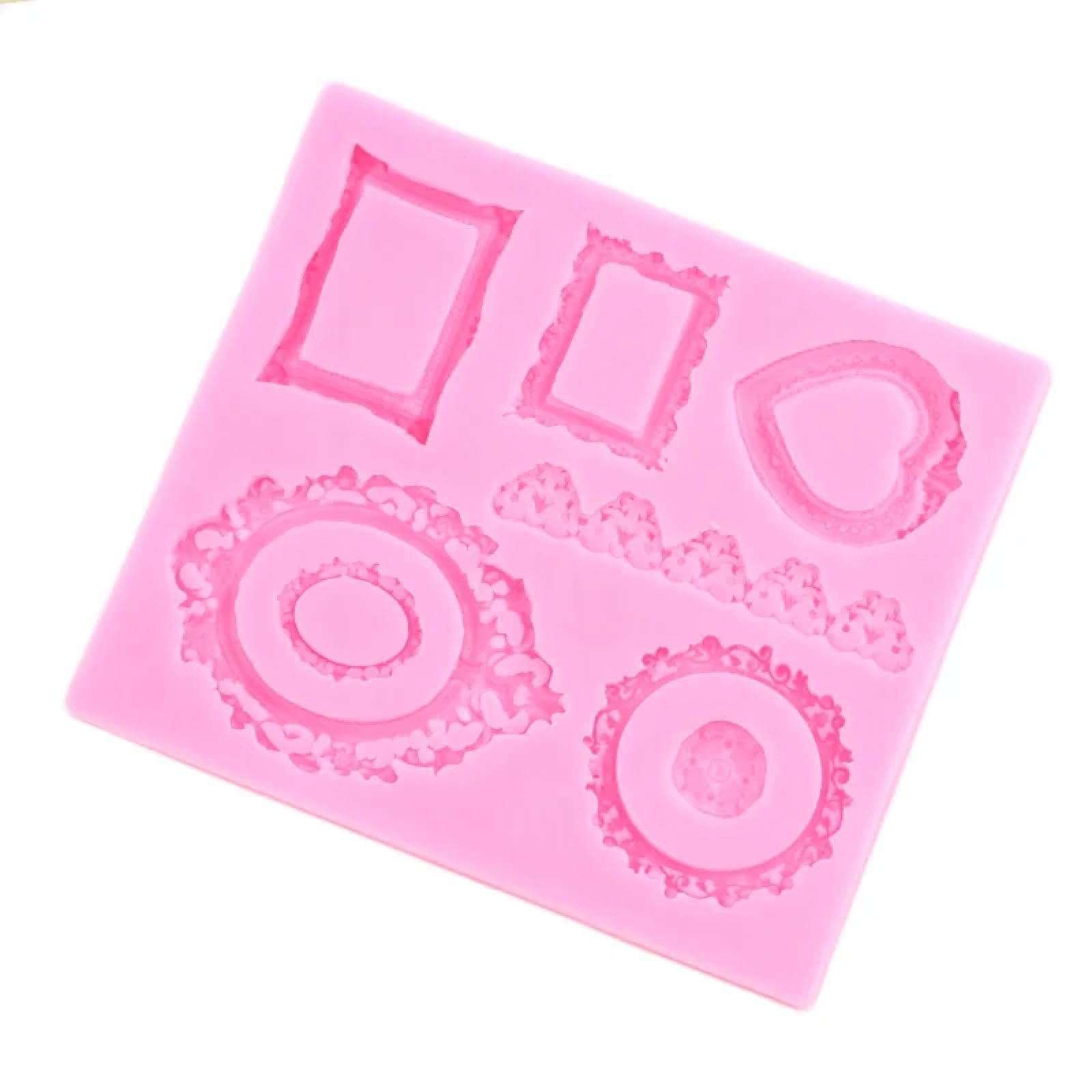 Molde de fondant para tartas, 12 x 10,5 cm, marco de alivio barroco 3D, moldes de silicona para decoración de tartas de boda, herramientas de decoración de pasteles, moldes de resina epoxi de