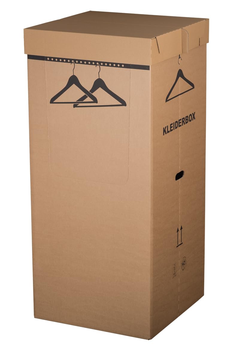 PROREGAL Mega Deal 2x Kleiderbox | LxBxH 545x545x1240 mm | 2-teilig | 20 Ausstanzungen für Kleiderbügel | Deckel beidseitig zu Öffnen | braun | Kleiderkarton