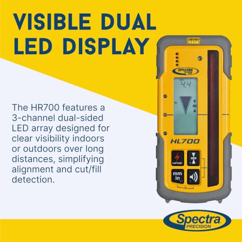 Image of Spectra Precision HL700 Digital Readout Receiver for Basic & Advanced Performance, Huge 5 in (12.7 cm) Reception Height, Front & Rear LCD Displays, Waterproof and Weatherproof