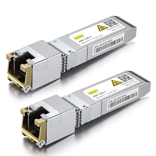 10Gtek 𝟭𝟬𝗚𝗕𝗮𝘀𝗲-𝗧 𝗦𝗙𝗣+ 𝘁𝗼 𝗥𝗝-𝟰𝟱 𝗧𝗿𝗮𝗻𝘀𝗰𝗲𝗶𝘃𝗲𝗿, 10Gbe SFP+ Copper Ethernet CAT.6a Module, up to 30-Meter, for Cisco SFP-10G-T-S, Meraki, Ubiquiti UniFi, Fortinet, Pack of 2