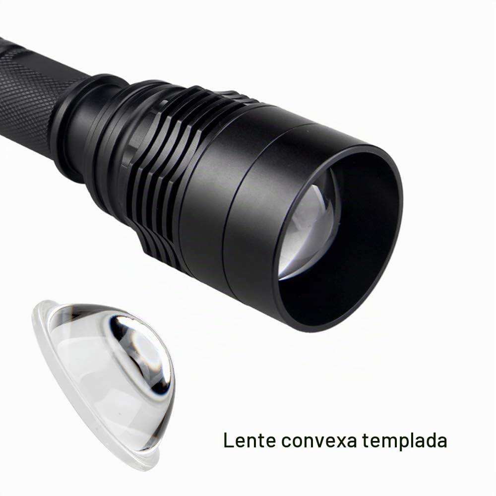 Linterna Roja para Caza, Roja Linternas LED Recargable Linterna Táctica Luz Roja 1 Modo Zoom capaz 350 Yardas Largo Alcance Luz de Caza con Pulsador y Cargador de Batería