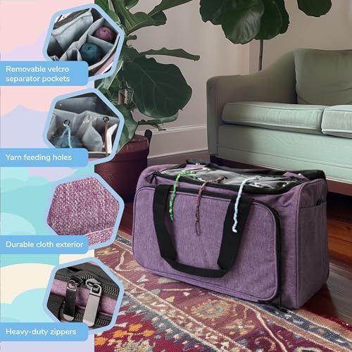 Image of JubileeYarn Rectangular Fabric Yarn Storage Tote Bag - Purple - 1 Bag