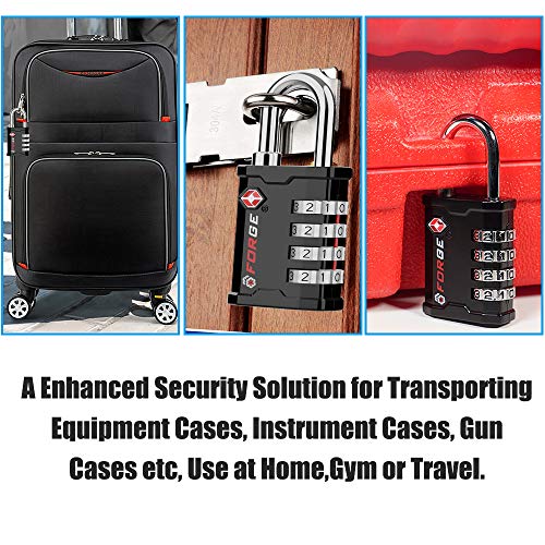 FORGE 4 Digit 17067 TSA Approved Gun Box, Tool Box and Case Lock, Combination Padlock for Travel, Black 2 Locks. - Image 7