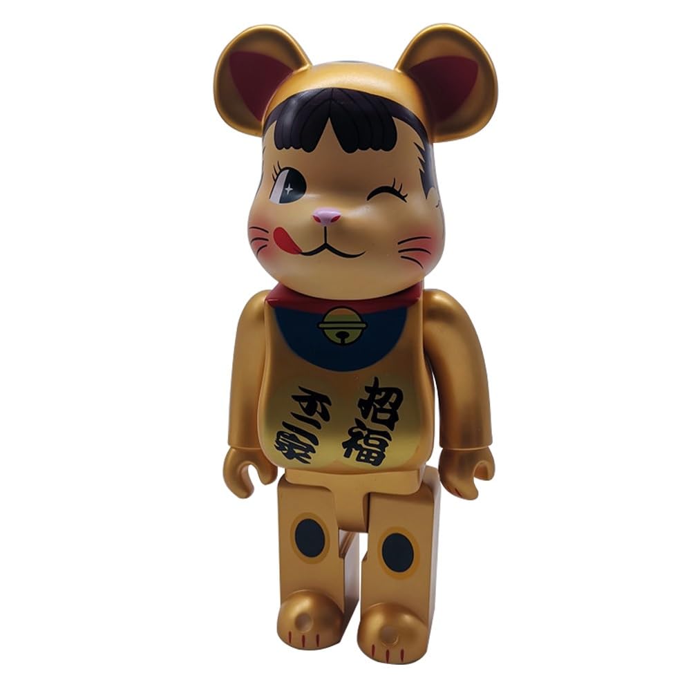 MKOLKGNE 1000% Bearbrick Violent Bear Fashion Doll Gift,Building Blocks Bear Handmade Collectible Toy Ornament 70cm/27.6in (Golden)