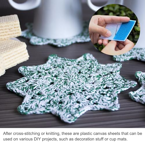Image of PATIKIL Plastic Mesh Canvas Sheets,10Pcs 3.04 x 2.1inch Cross Needlework Blank Yarn Crafting for Embroidery DIY Bookmarks Cup Mats, White, Cross Shape