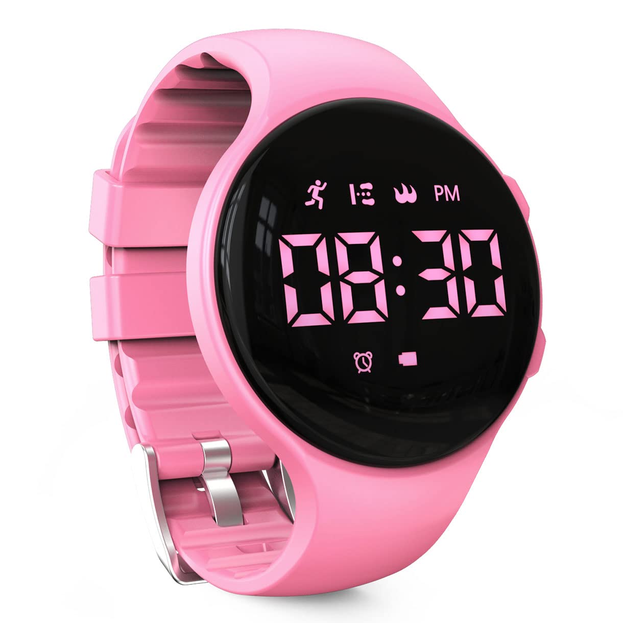 Kids Led Pedometer Watch , Digital Steps Tracker , Non-Bluetooth, Vibrating Alarm Clock, Stopwatch, Great Gift for Children Teens Girls Boys