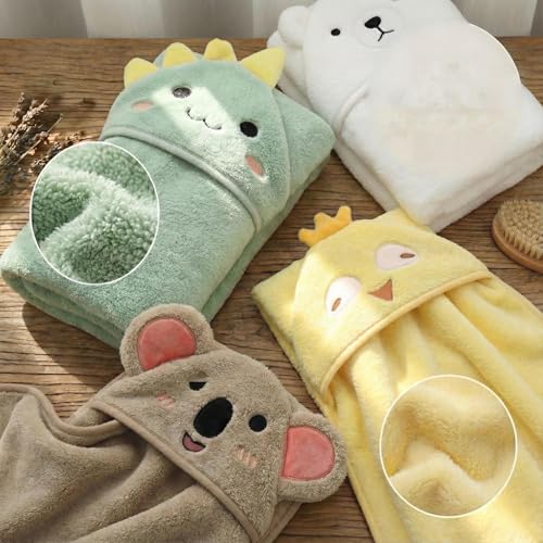 Image of Hooded Baby Towel - 4 Pack Premium Soft Bath Towel for Baby, Newborn,Infant - Ultra Absorbent,Natural Baby Stuff Towel, Soft Coral Velvet Coral Fleece Bath Towel for Boys and Girls
