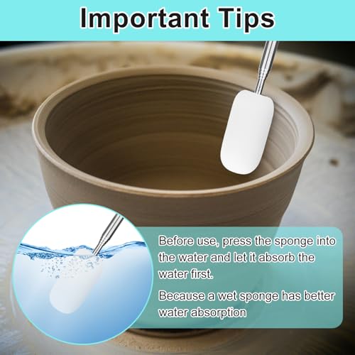 Image of Gosknor Telescoping Sponge Pottery, Retractable Clay Tool Sponges on Stick Extend up to 28.35in Telescoping Sponge Sticks for Pottery (Blue)