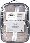 Ensemble de serviettes de bain en coton Hillfair 12 pièces - 600 GSM - Serviettes de spa d'hôtel - 2 serviettes de bain, 4 serviettes à main, 6 gants de toilette - Coton doux et absorbant - Pierre khaki