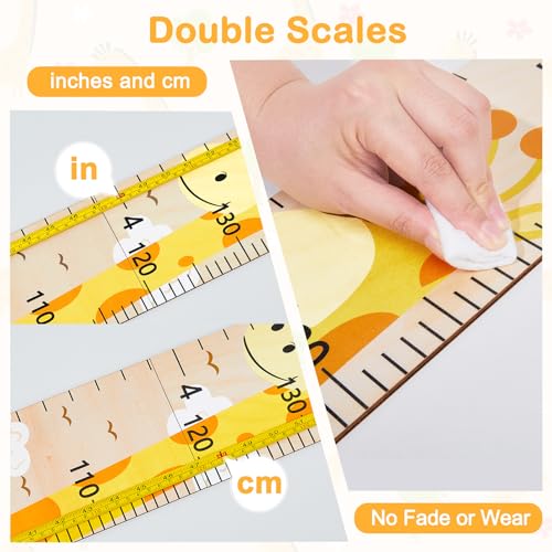 Basumee Wood Growth Chart for Kids Room Decor Height Measurement Growth Chart for Wall Cute Height Chart Ruler Boys and Girls Baby Nursery Bathroom Bedroom Room Playroom Decor, Giraffe Balloon