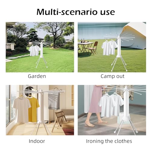 Foldable Aluminium Octopus Clothes Airer 112x112x125 cm Indoor Drying Rack Rotatable Floor Clothes Drying Stand for Bedroom & Balcony Use 4-Leg Design Space-Saving Solution - Image 6