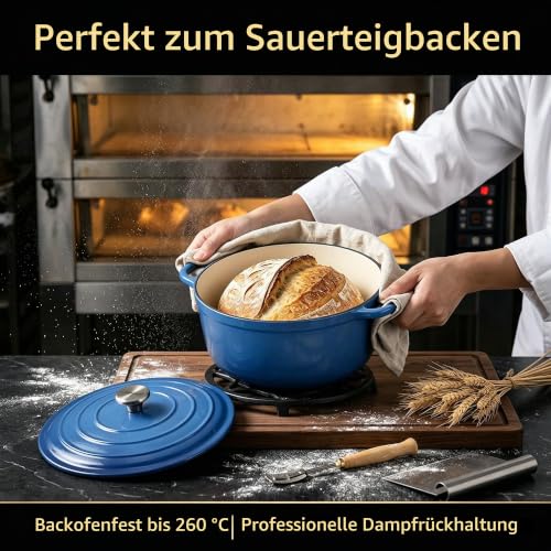 QuliMetal Emaille Gusseisen Kochgeschirr Set - 4-teiliges-Blau – Ansicht 4