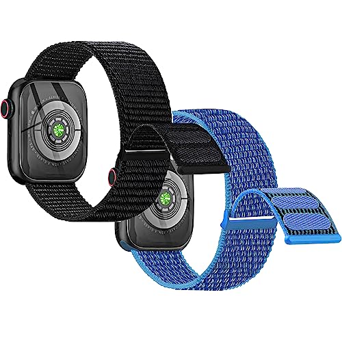 2 Stück Kinder Nylon Armbänder kompatibel mit Apple Watch 38mm 40mm 41mm 42mm (Series 10) Armband, Weiche Armbänder für iwatch Series 11 10 9 8 7 6 5 4 3 2 1 SE SE2 SE3