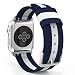 Produktbild MoKo Armband Kompatibel für Apple Watch Series 5/4 / 3/2 / 1 38mm, Nylon Strick Replacement Uhrenarmband Sportarmband Band Erstatzband mit Schließe für Apple Watch Nike+ 38mm 2017, Blau/Weiß