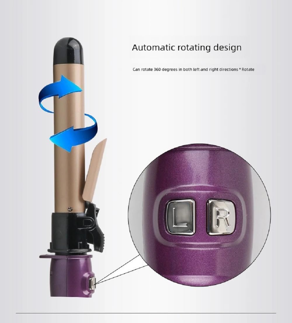 Fully Automatic Curling Iron, Digital Temperature Display, Adjustable from 100-230 ℃, Easy to Create Natural Curls. (Purple, 32MM)