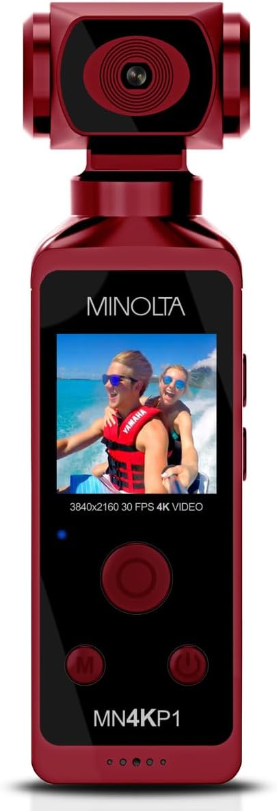 Minolta MN4KP1 4K Ultra HD Wi-Fi Enabled Pocket Camcorder, Red