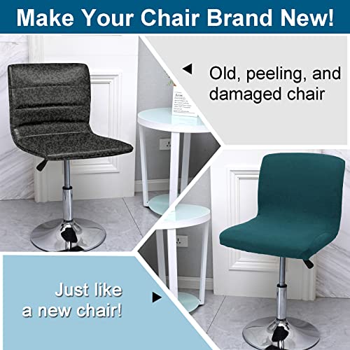 Image of WOMACO Bar Stool Cover with Back Printed Dining Room Square Swivel Barstool Chair Seat Cushion Slipcover for Counter Height Mid Low Back Chair Protector (4, Peacock Blue)