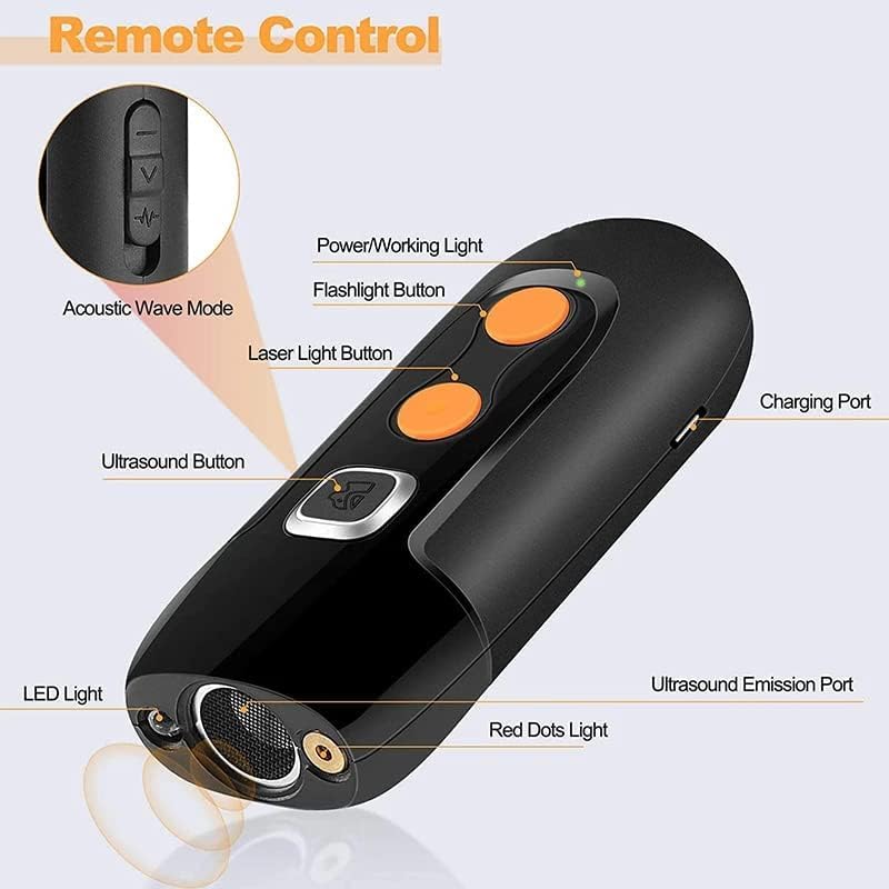 Dispositivo ultrasónico de control de ladridos para perros con linterna LED, entrenamiento de comportamiento de perros y control antiladridos, dispositivo eficaz de disuasión de ladridos de mascotas